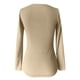 thumbnail image 4 of MHFRRA Camiseta de Manga Larga Acanalada, Ajustada, con Cuello En V, Informal, Elástica, Suave y Cómoda, Básica para Uso Diario Beige, 4 of 4