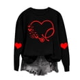 thumbnail image 1 of RKSTN Chandail pour Femmes 2024 Saint-Valentin Cœur d'Amour Imprimé Chandail Uni Col Rond Manches Longues Coupe Ample Blouse Hauts, 1 of 6