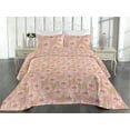 thumbnail image 2 of Ambesonne Rosette Pattern Quilted Bedspread Set 3 Pcs, Aloha Roses Leaves, Twin, Pastel Pink Avocado Green, 2 of 4