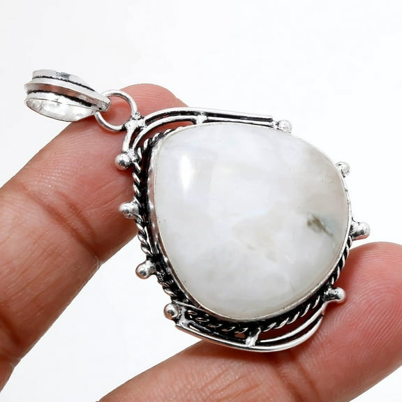 Rainbow Moonstone Pear Shape Gemstone Handmade Pendant Jewelry 2.2" SA 8728