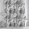 thumbnail image 3 of Black White Floral Shower Curtain for Bathroom Decor, Watercolor Spring Black White Wildflowers Leaves Plant Waterproof Fabric Shower Curtain, 72"x78" Set with 12 Hooks, 3 of 9