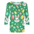 thumbnail image 4 of lcziwo Womens Easter Shirt Trendy 3D Bunny Rabbit Print Shirts Loose Casual Round Neck 3/4 Sleeve T-Shirt Cotton Pullover Tops Multicolor L, 4 of 6