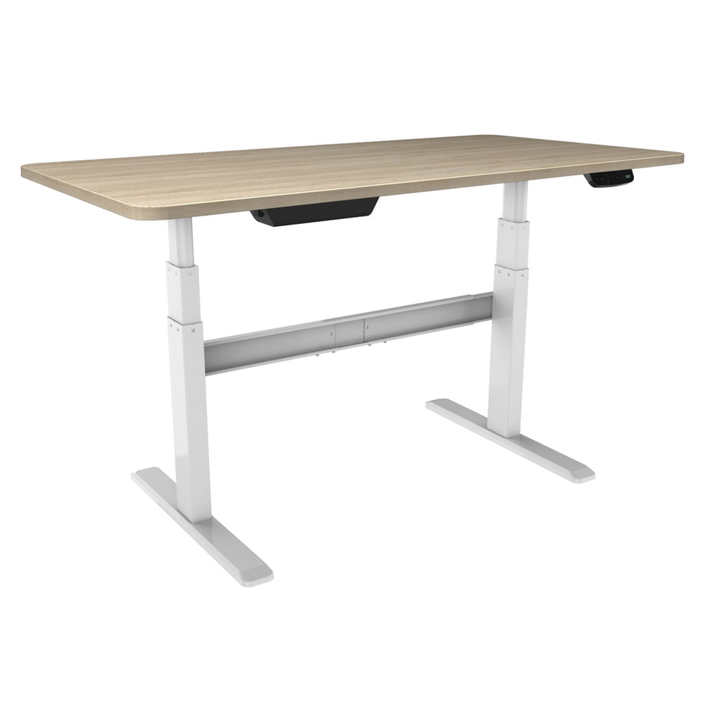 Bordeaux Electric Stand Desk Sit With Silver Frame And White Table Top Up For Home Office