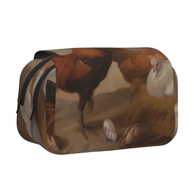 Easygdp Oil Painting Chicken And Duck para Estuche de Lápices con Tapa Flip, Suministros de Oficina y Universidad para Adolescentes y Adultos