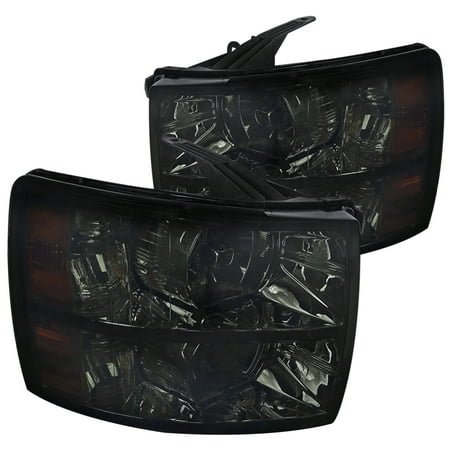 - Spec-D Tuning 2007-2014 Chevy Silverado 1500 2500 3500 Headlights Smoke W/ Amber Reflector 07 08 09 10 11 12 13 14 (Left + Right)