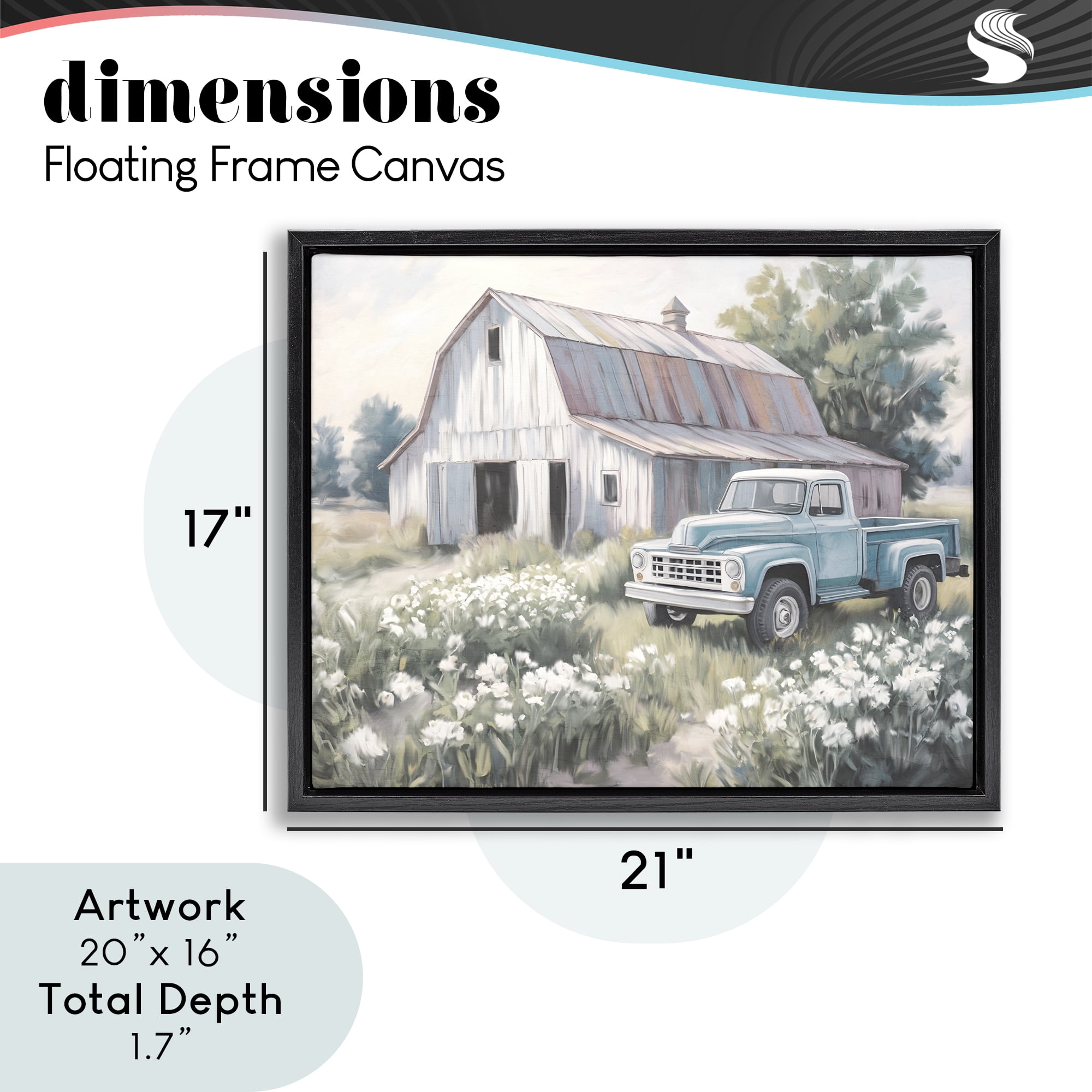 Stupell Industries Pastoral Farm Dreams Black Framed Floater Canvas Wall Art, design by Kim Allen
