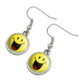 thumbnail image 2 of Smiley Smile Happy Mouth Tongue Yellow Face Novelty Dangling Drop Charm Earrings, 2 of 5