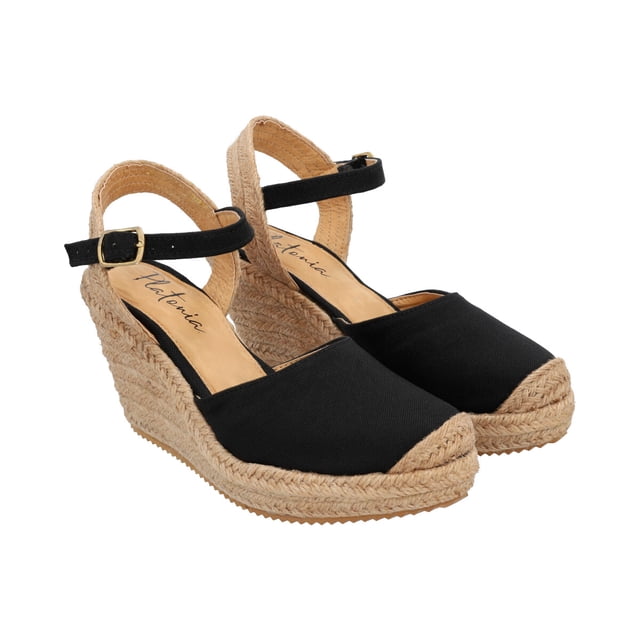 Alpargata En Plataforma De Yute Para Mujer Color Negro Platonia FRIDA-03-NEGRO