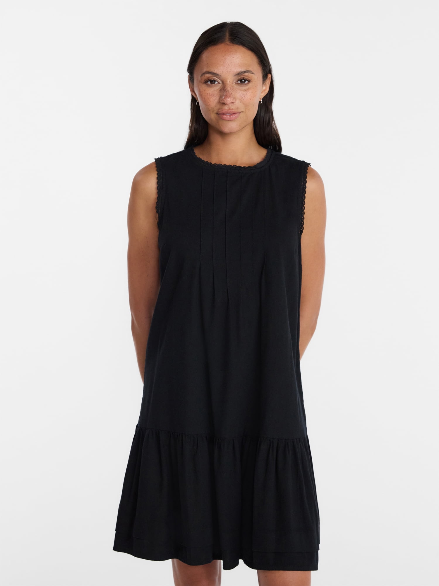 Time and Tru Women's Linen Blend Shift Dress, Sizes XS-XXXL