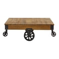 thumbnail image 3 of Lazzara Home Hendrix 47 in. Rustic Poplar and Rustic Black Metal Rectangular Wood Coffee Table With Functional Wheels, 3 of 7