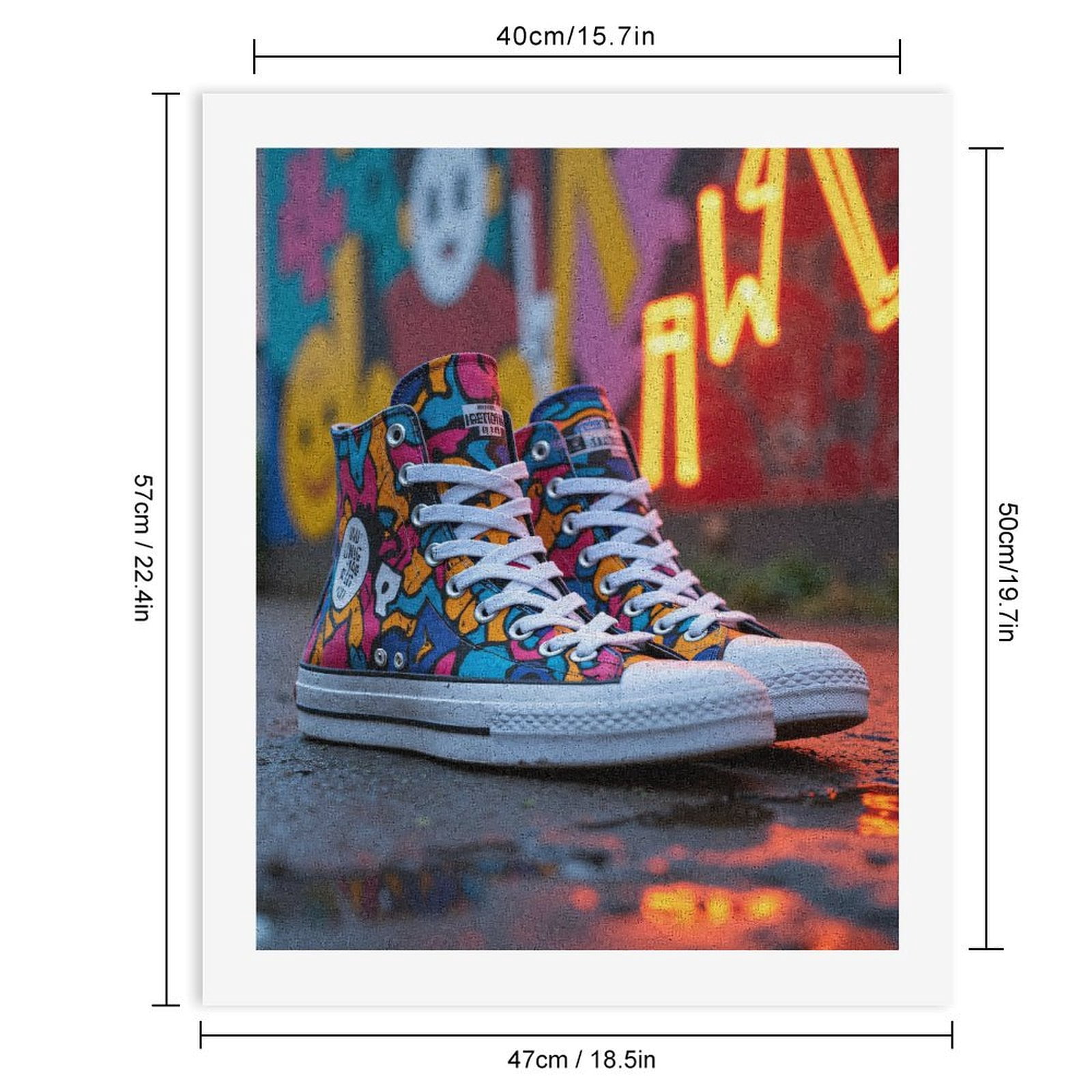 Paint by Numbers Kit for Adults, Colorful Graffiti Sneakers Street Art Paint by Numbers, Easy Paint by Numbers Kit for Adults Beginner, DIY Adult Paint by Number Kits on Canvas, Home Decor