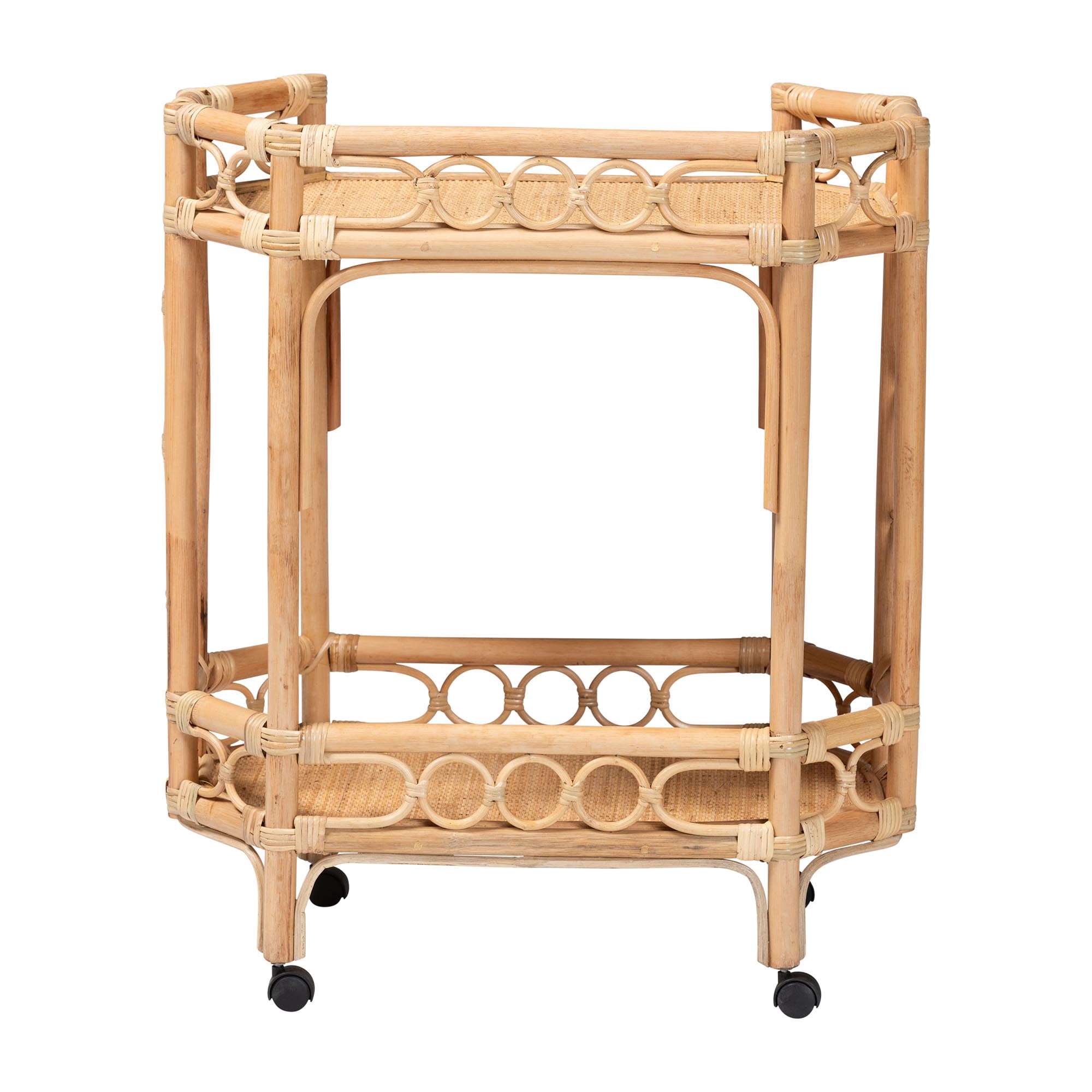 bali & pari Rene Boho Kitchen Cart, 2-Tier, Natural Rattan