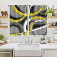 thumbnail image 2 of Yellow Geometric Kitchen Curtains 63 Inch Length, Gray Black Retro Abstract Stripes Lines Grommet Top Bedroom Living Room Curtains, Light Filtering Cafe Curtain Drapes 2 Panels Set 104''x63'', 2 of 9