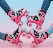 Roller Derby Girls Remix Quad Roller Skates with Patches Adjustable Sizes (3-6)