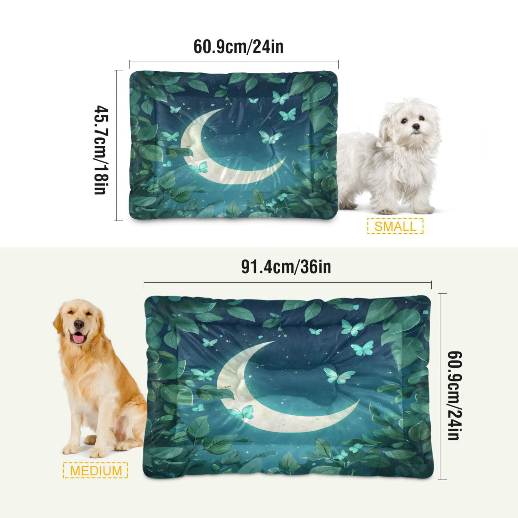 Qxltty Butterfly Around The Moon Ped Pad Wear-resistant and Hard to Bite Through Sleeping Pad for Small Medium Large Dogs Winter Pet Bed 36×24in