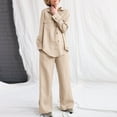 thumbnail image 1 of Camisa Conjunto a juego de 2 piezas para damas Top elegante y pantalón de cintura alta Ropa diaria suelta sólida Cgtredaw Beis S para Mujer, 1 of 6