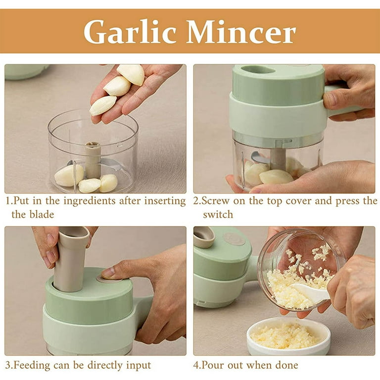 Garlic Crusher 4 in 1 Portable Electric Vegetable Cutter Vegetable