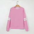 thumbnail image 4 of ZQGJB Plus Size Womens Varsity Striped Oversized Sweatshirt Loose Oversized Crewneck Long Sleeve Casual Fashion Pullover Top Fall Outfits Watermelon Red XXXXXL, 4 of 5