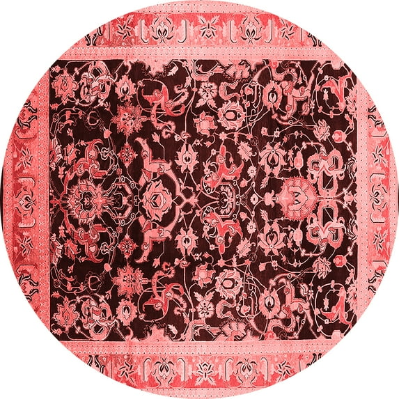 Ahgly Company Indoor Round Oriental Red Industrial Area Rugs, 4' Round