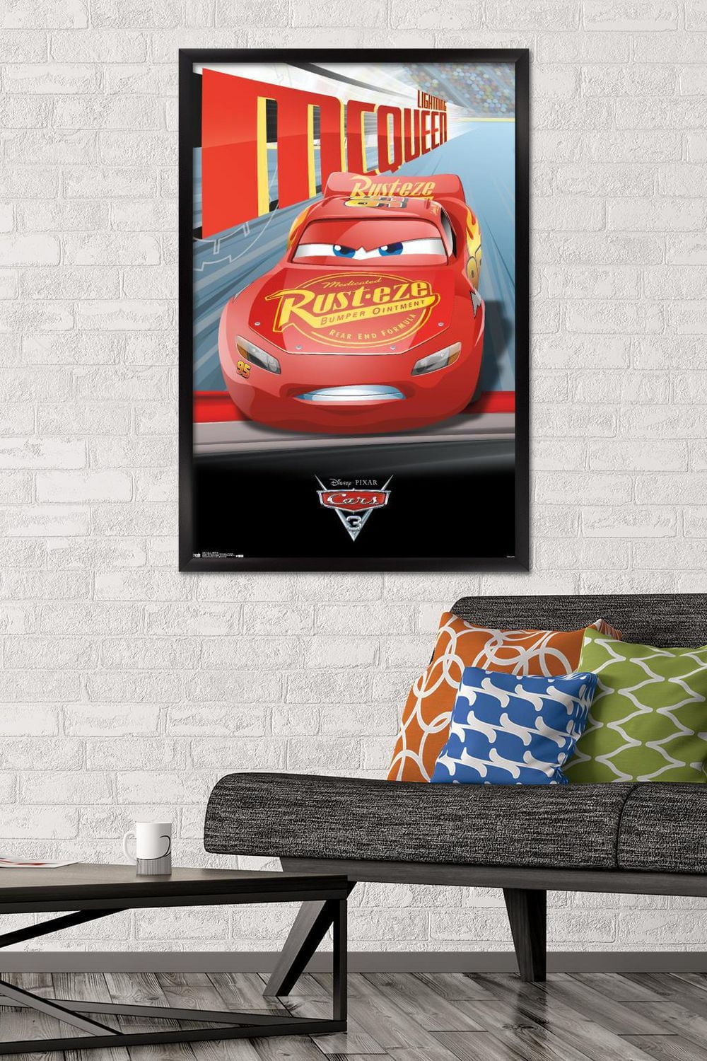 Disney Pixar Cars 3 - Lightning Wall Poster, 22.375" x 34" Framed