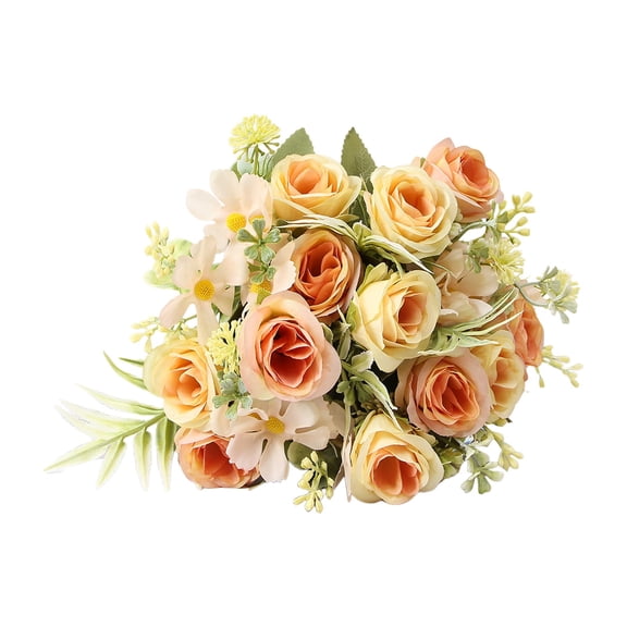 Artificial Flowers Fake Peony Silk Mini Plastic Bridal Flowers for DIY Wedding Bouquets Home Decorations (Yellow)