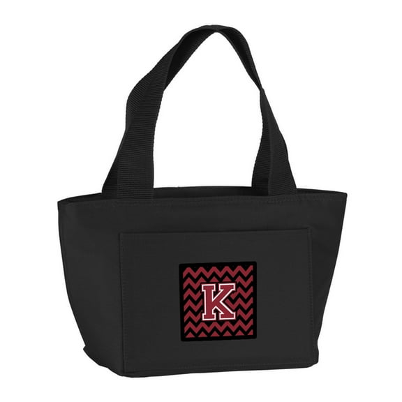 Letter K Chevron Garnet and Black Lunch Bag