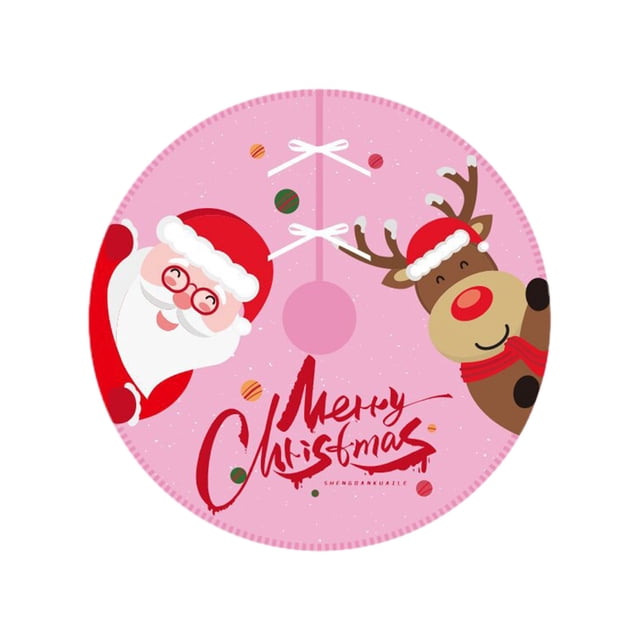 B Festive Christmas Tree Skirt With Santa Claus Pattern Durable Polyester Material For Holiday Home Decoration And Seasonal Celebration