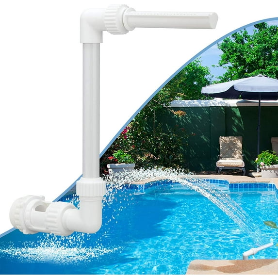 Swimming Pool Waterfall Fountain Spray - 2 Fountain Heads Water Sprinkler, Cool & Warm Pool Spa Water Temperatures, Water Fun Pool Aerator Backyard Decor for Above & In-ground Indoor Outdoor Pools