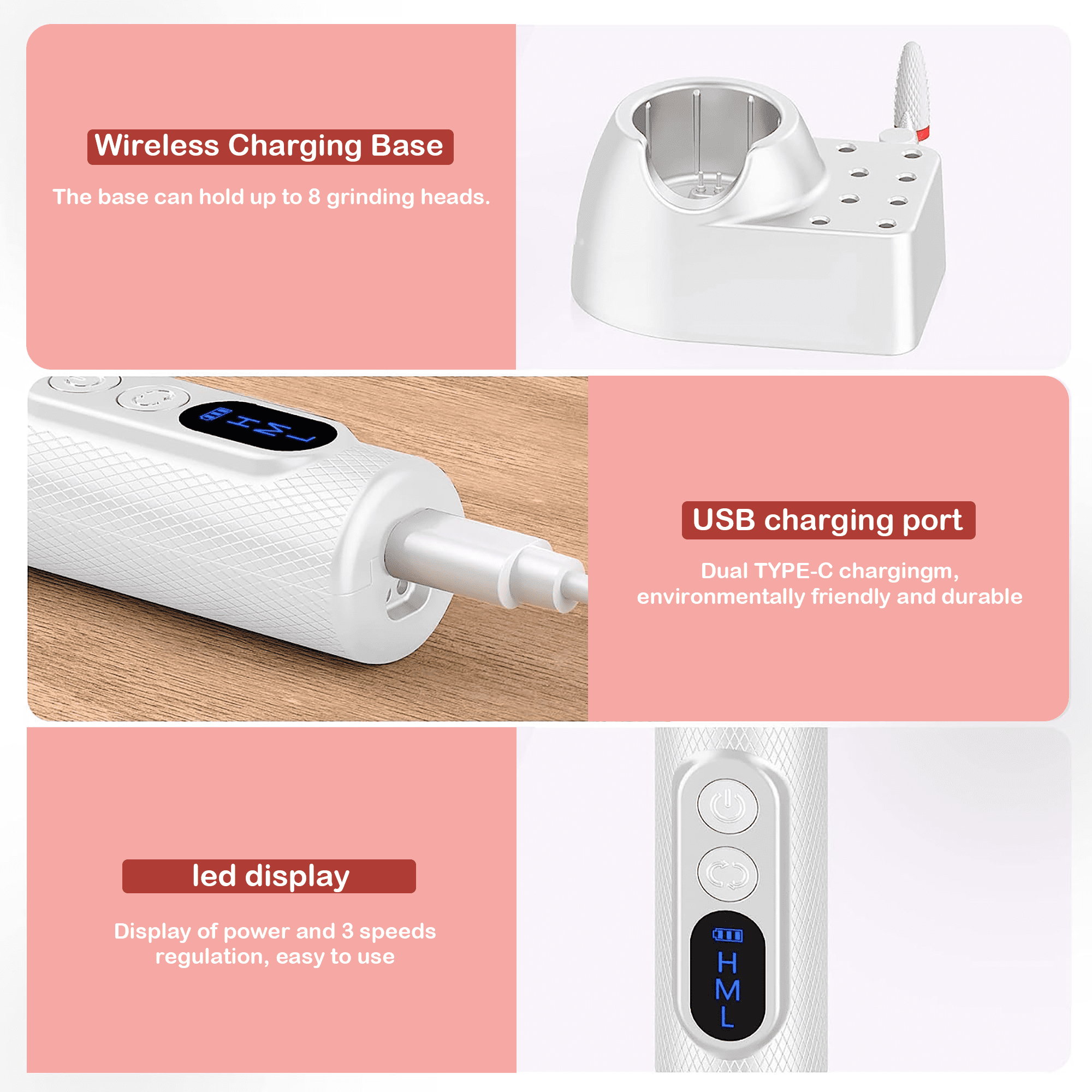 SUPTREE Electric Nail File Drill Kit Manicure Pedicure Set for Women Acrylic Gel Nails
