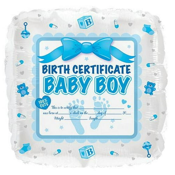 LOONBALLOON Baby Boy Balloons, 17″ BABY BOY BIRTH CERTIFICATE