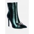 thumbnail image 2 of Firefly Metallic Chain Embellished Stiletto Ankle Boots, 2 of 11