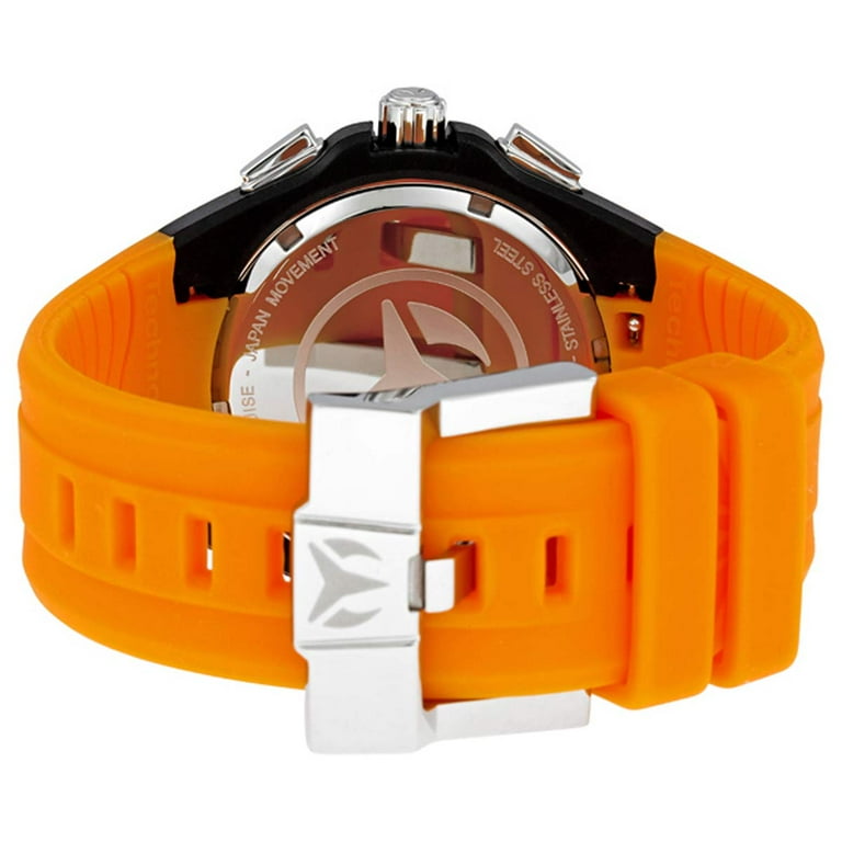 Technomarine Men s TM 110020 Cruise Sport Black Dial Orange Silicone Strap Chronograph Dive Watch