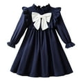 thumbnail image 2 of Fozruso Little Girls Fluffy Dresses Girls Autumn Winter Dress With Bow Detail Long Sleeve Style School Party Gown For Toddlers And Kids Sizes 6-7 Years, 2 of 6