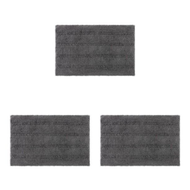 Injueey Alfombra Textura Limpieza fácil Lavable a máquina Sin desprendimiento Poliéster Chenille absorbente Gris oscuro Type1 NO1