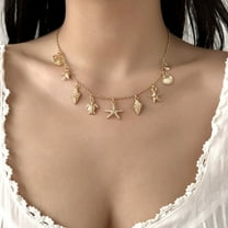 Womens Gold Shell Starfish Pendant Bohemian Beach Turtle Pearl Necklace Jewelry Gift 1 Piece