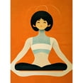 thumbnail image 1 of Peaceful Japanese Woman In Yoga Pose Orange Black Quirky Unframed Wall Art Print Poster Home Decor, 1 of 3
