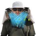 thumbnail image 2 of Qocolhg Upgraded Solar Fan Hat, Outdoor Wide Brim Sun Hat with 2 Solar Fan, 3 Speeds USB & Solar Fan Hats for Men Women Gray, 2 of 3