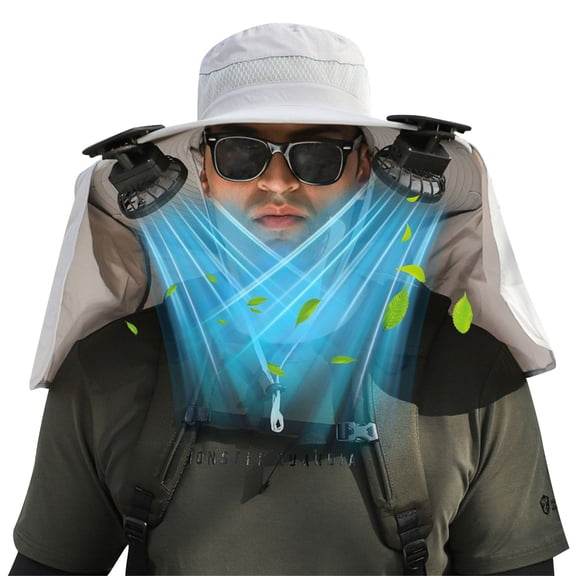Portable Fan VibHome Neck Fans Large Shawl Sun Hat Neck Protection Summer Sun Charging Fan