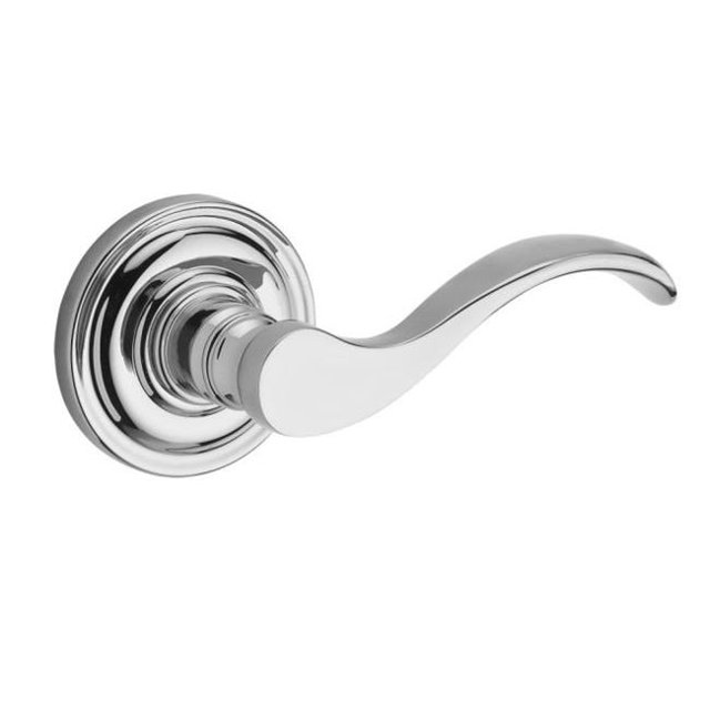 Entry Left Hand Curved Lever & Traditional Round Rose, Bright Chrome