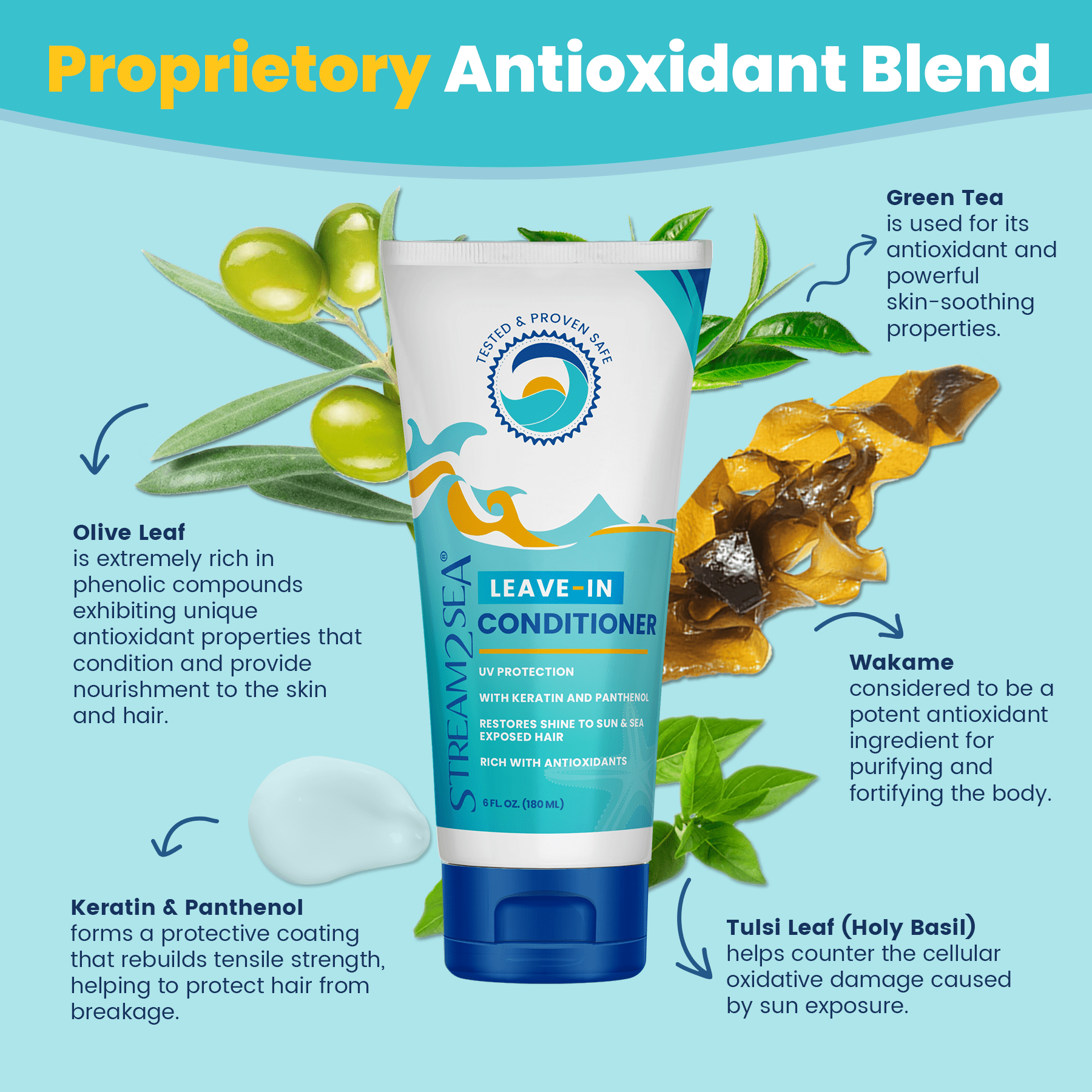 Stream2Sea Reef Safe Leave-In Hair Conditioner Detangles & Replenish Hair Moisture - 6 fl oz