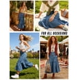 thumbnail image 6 of EMMIOL Women's High Waisted Tiered Denim Maxi Skirt Vintage A-Line Swing Jean Skirt with Pockets Casual Boho Style, 6 of 10