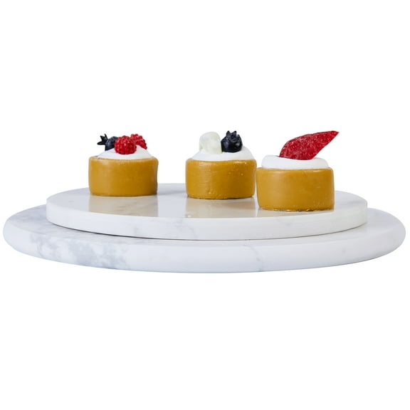 Round Mable Plate  Minimalist Round Marble Charcuterie or Cutting Board, White. DIA 8"