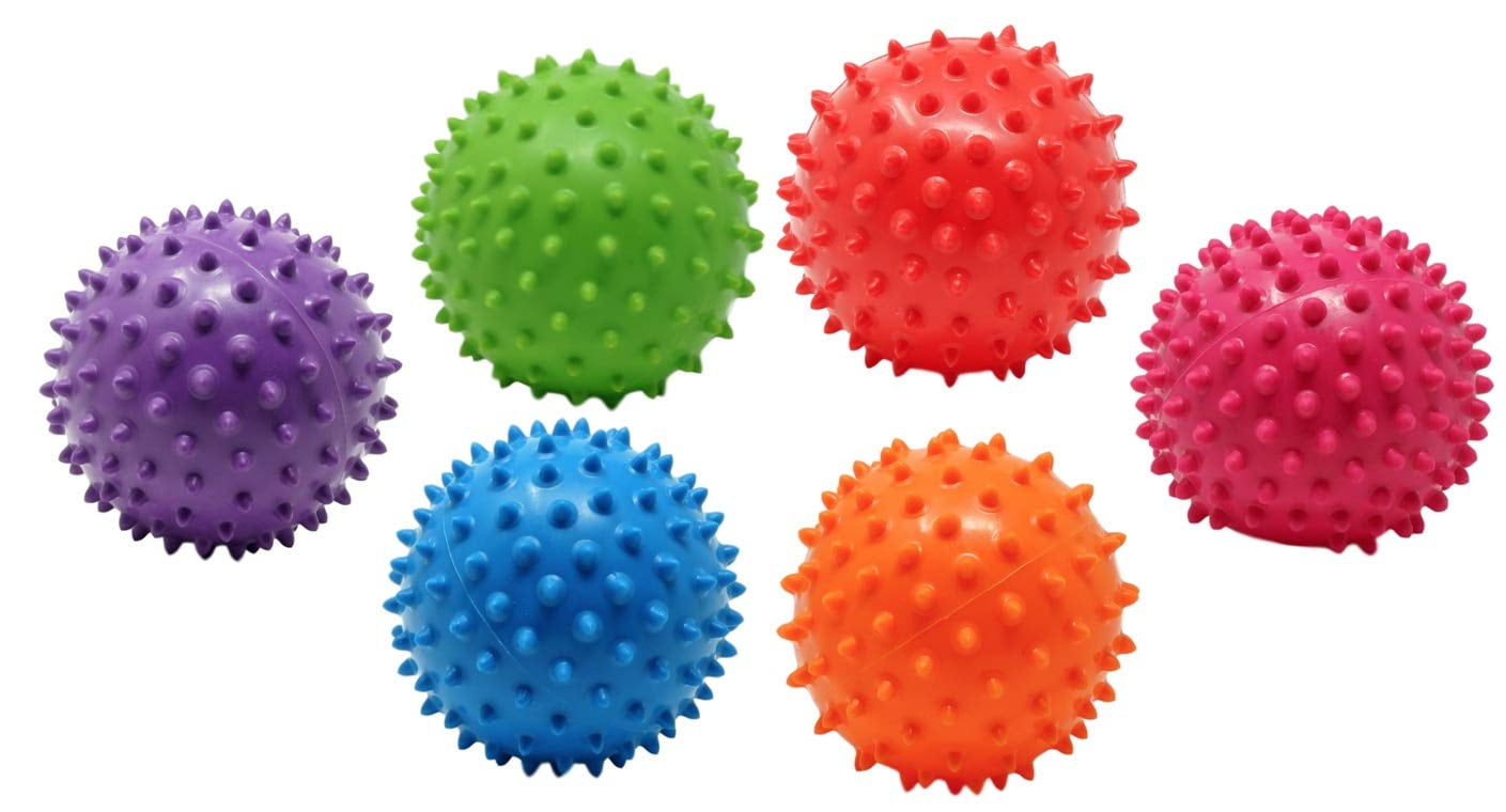 2 PCS 1 RED 1 BLUE SOFT 10" KNOBBY BALLS CHILD BOUNCY TOY AUTISM THERAPY SENSORY 