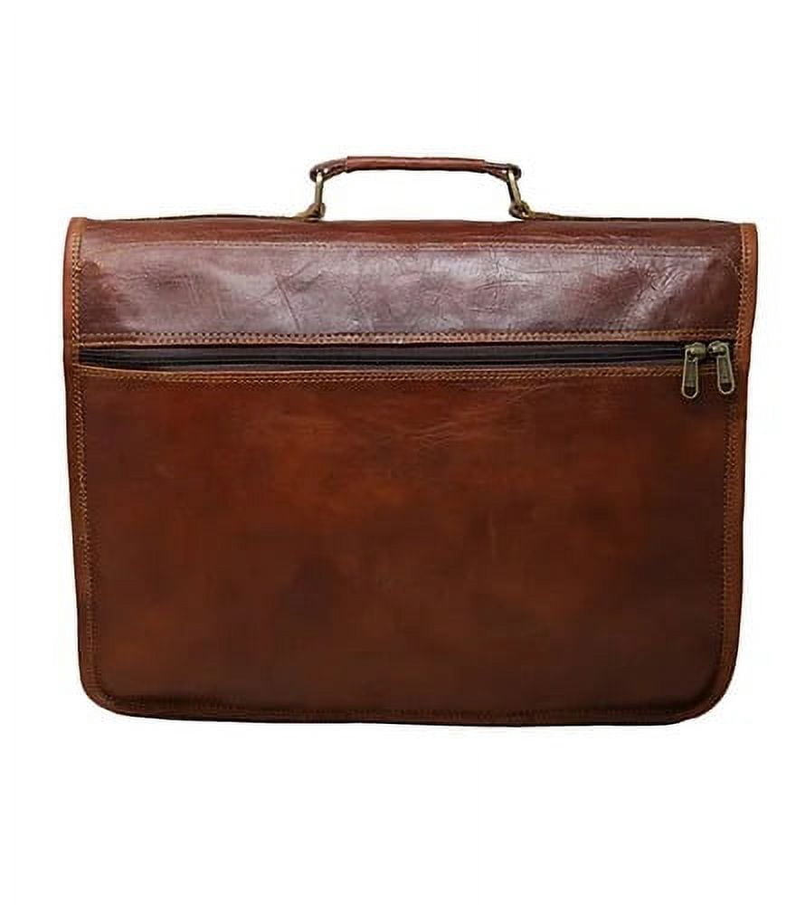 Jaald 16" Leather Messenger Bag Laptop Crossbody Shoulder Side Bag Satchel Gift for Men Women Office Work Briefcase