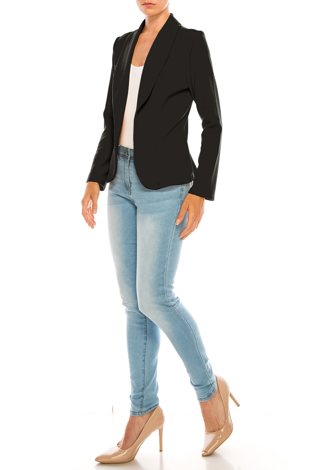 Women's Casual Solid Long Sleeve Open Front Blazer Jacket for Office Work - image 2