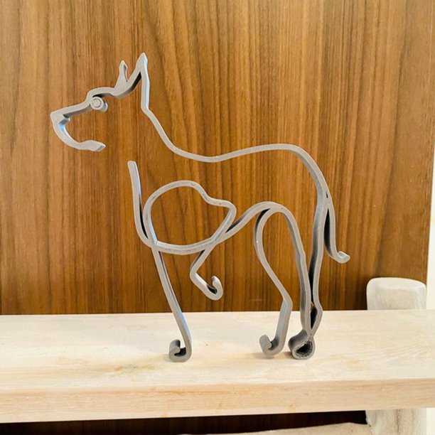 Escultura de arte de perro, escultura de arte abstracto de perro de Metal Simple para fiesta en casa, decoración de escritorio de oficina, regalos para perros y gatos Tan Jianjun unisex
