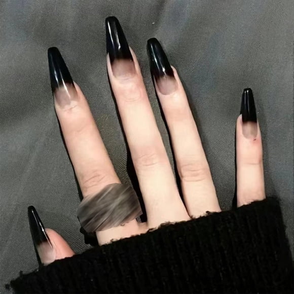 Uñas postizas SINHOT Coffin Press on Uñas con acabado largo y brillante
