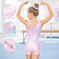 thumbnail image 4 of Gymnastics Leotards For Girls, Design-Inspired Sleeveless Style Rhinestone Kids Dance Ballet Outfit With Shorts And Hair Scrunchie, 4 of 13