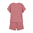 thumbnail image 6 of akafmk 2 Piece Outfits for Women Short Sleeve Loungewear Set Button Pocket Tees and Drawstring Shorts SweatSuits with Pockets Fashions Summer Outfit, 6 of 7