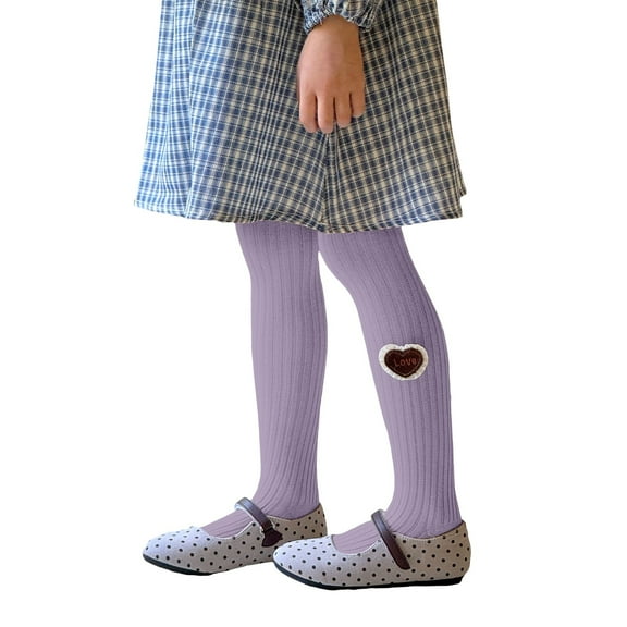 YunPes Kids' Ribbed Tights with Heart Patch Soft Stretchable Leggings Multiple Colors for Girls Girls Softball
